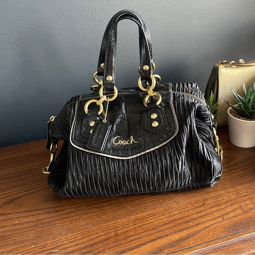 Beautiful COACH Black and Gold Accessories Canvas Purse - Picture 2 of 10